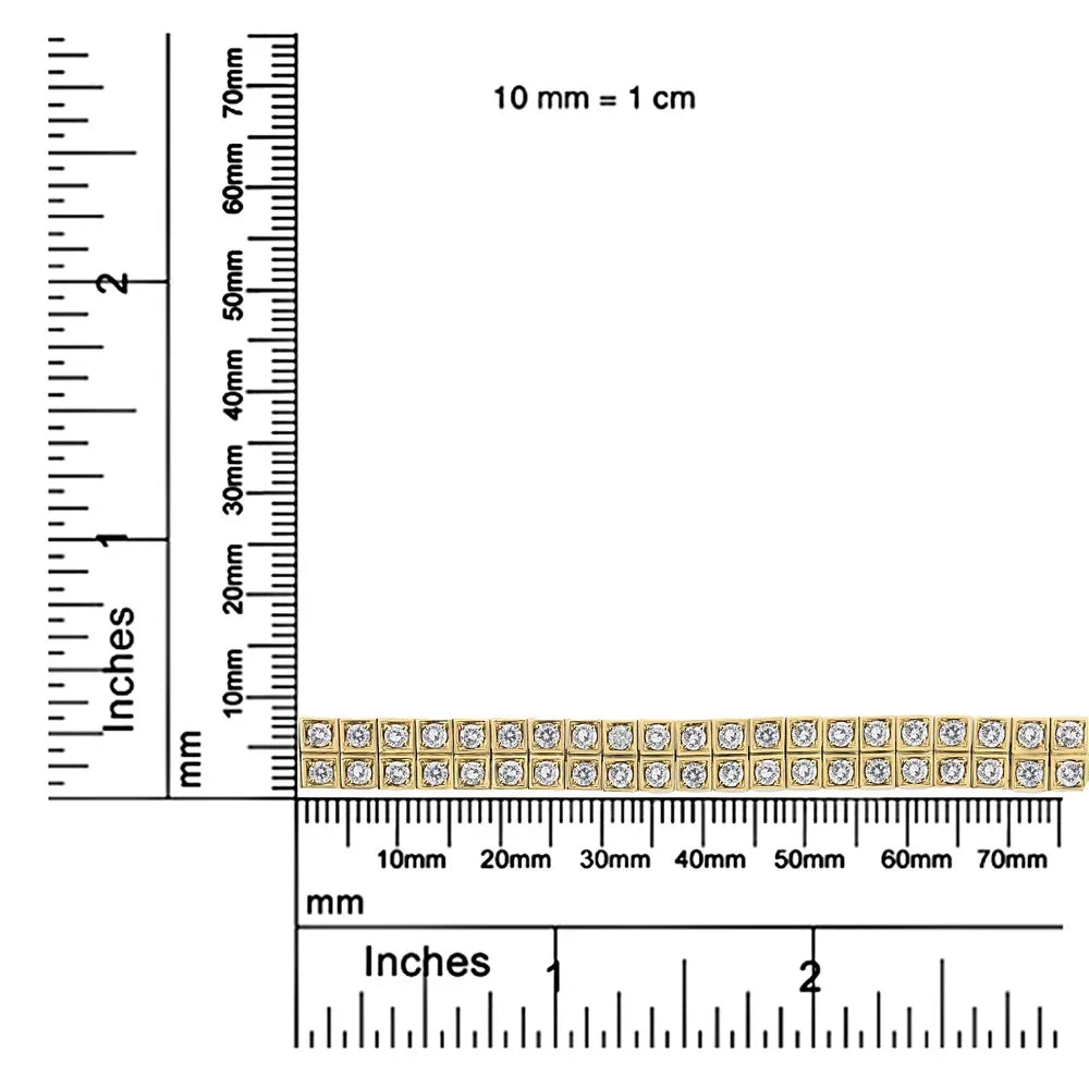 Bracelet I1-I2 Inches Yellow - Link Round-Cut (K-L Tennis Gold Color, 10K Cttw Clarity) 8.00 Diamond 7.25" Two Row Square