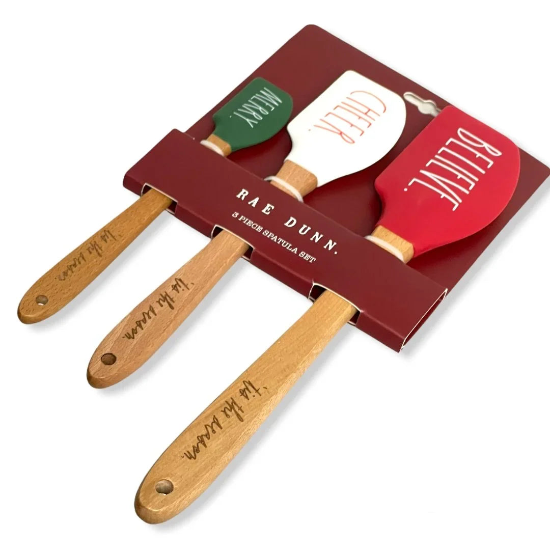 Rae Spatula Spatula Hard Wood Silicone Dunn LL Set Letter Handles Pc. 3 with