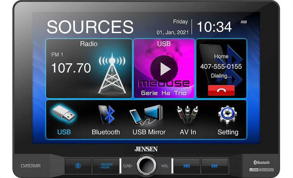 Android Screen Jensen inch and Bluetooth and Mirroring for with CM901MIR Receiver Multimedia 9 USB Mechless Apple Smartphones