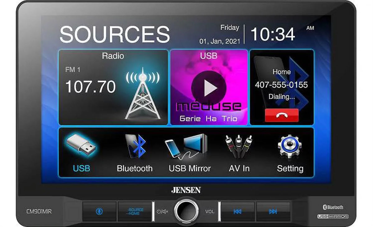 Android Screen Jensen inch and Bluetooth and Mirroring for with CM901MIR Receiver Multimedia 9 USB Mechless Apple Smartphones