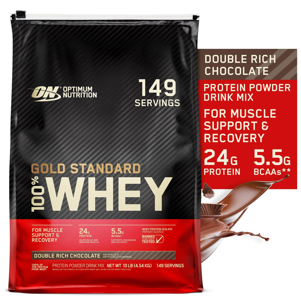 Chocolate, Rich 100% 10 Double Gold Whey Servings lb, Standard Protein Powder, 149 Nutrition, Optimum
