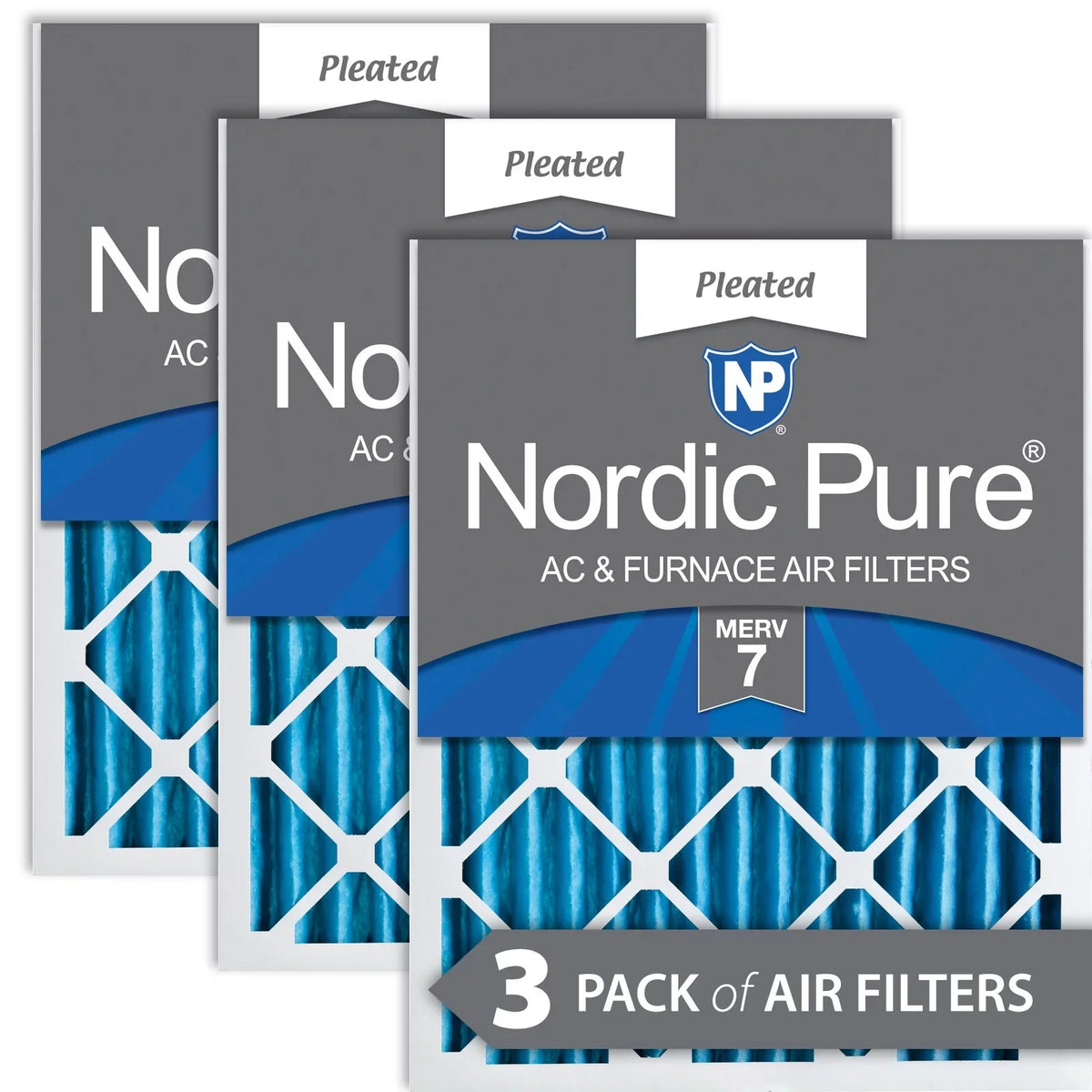 Pleated 16x30x2 Nordic Air 7 MERV Pack Filters 3 Pure