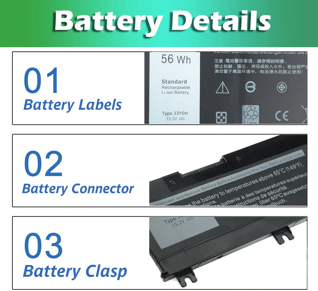 DELL 7577 56WH J9NH2 33YDH Laptop Battery 17 7778 For INSPIRON 7773