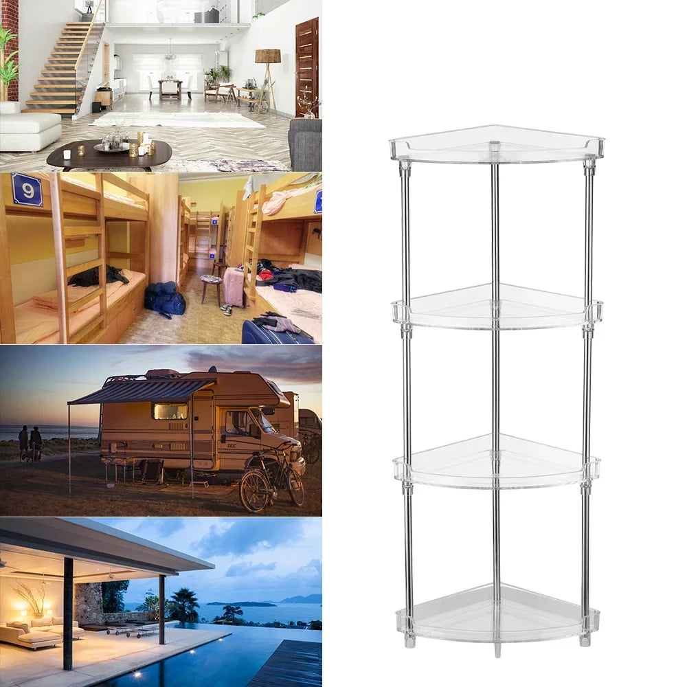 Free Organizing for Storage Caddy 2 Standing Stand 4-Tier Walmeck Corner Clear Countertops Shelves Bathroom Vanity