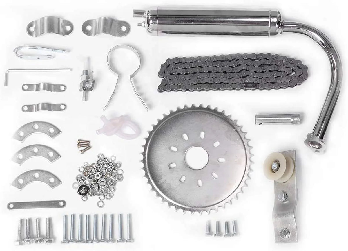 Cycle Gasoline 53cc Conversion Super Gas PEXMOR 4-Stroke Bicycle Motor Bike Fuel-efficient Set Motorized Refit Bike for 26-28" Petrol Engine Motor V-Frame Bikes Motor Bicycle Kit, Kit, with Kit