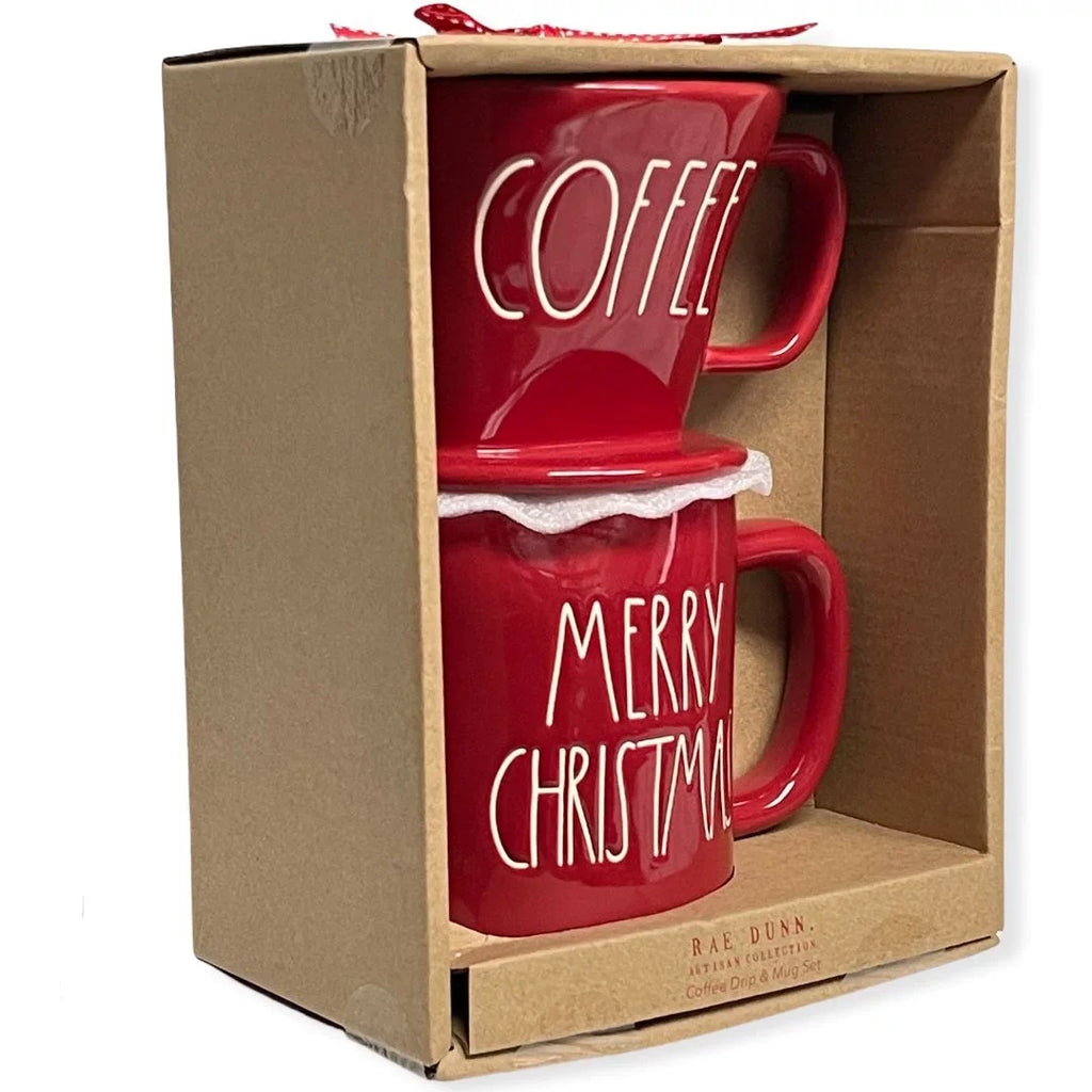 CHRISTMAS Gift Coffee Dunn Set Over Mug MERRY Rae Drip Pour
