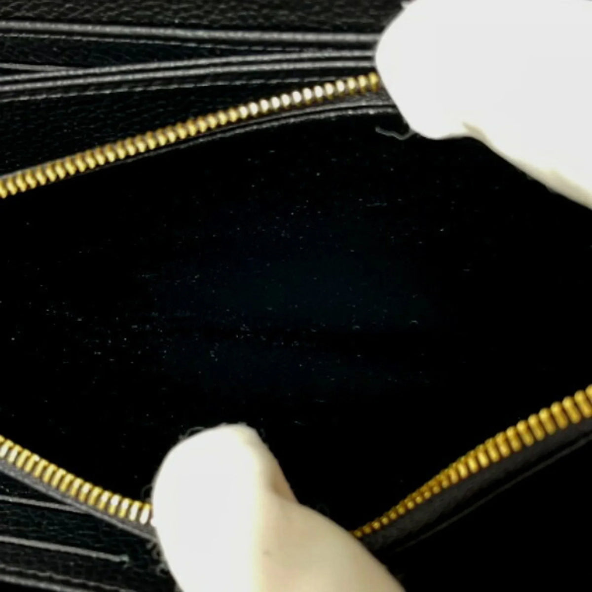 Vuitton M61864 Louis Round Long Monogram Wallet LV (Good) Noir VUITTON Zipper Empreinte LOUIS Zippy Pre-Owned