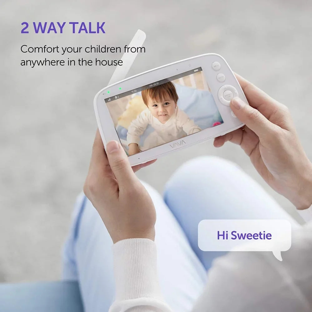 Handheld and Screen 2-Way Monitor 720P with Baby White 5" VAVA Audio, Video