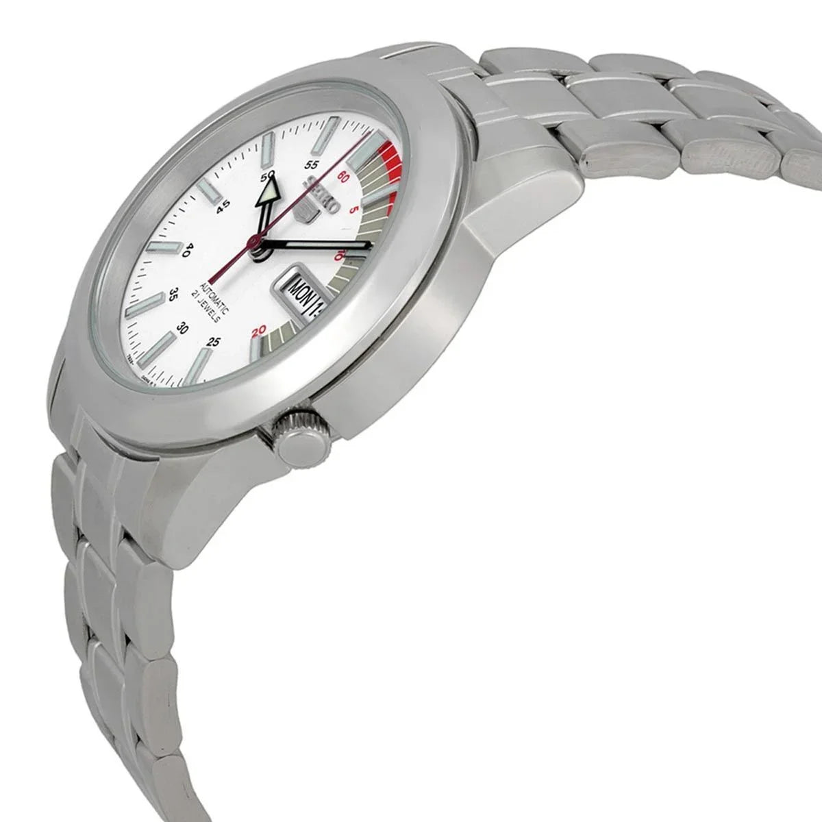 Seiko Watch 30M Day Date Stainless Automatic Men's SNKK25 Dial White Steel