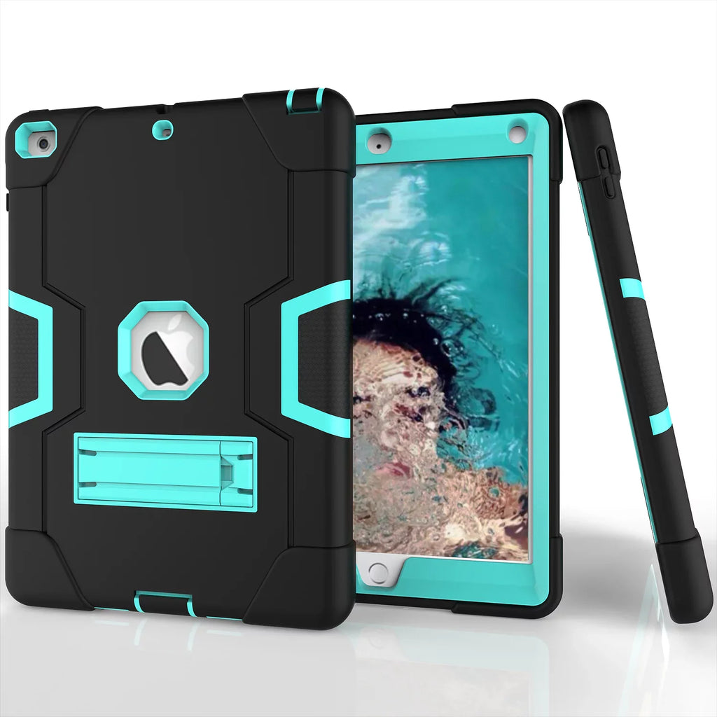 Armor 2018 A1823 2017/2018 Protective for Allytech 6th/5th 9.7 Layer Defender for 2017,iPad New (Black/Aqua) A1954 iPad Case,Three 9.7 A1822 Cover Apple Case iPad Shockproof Generation Case A1893