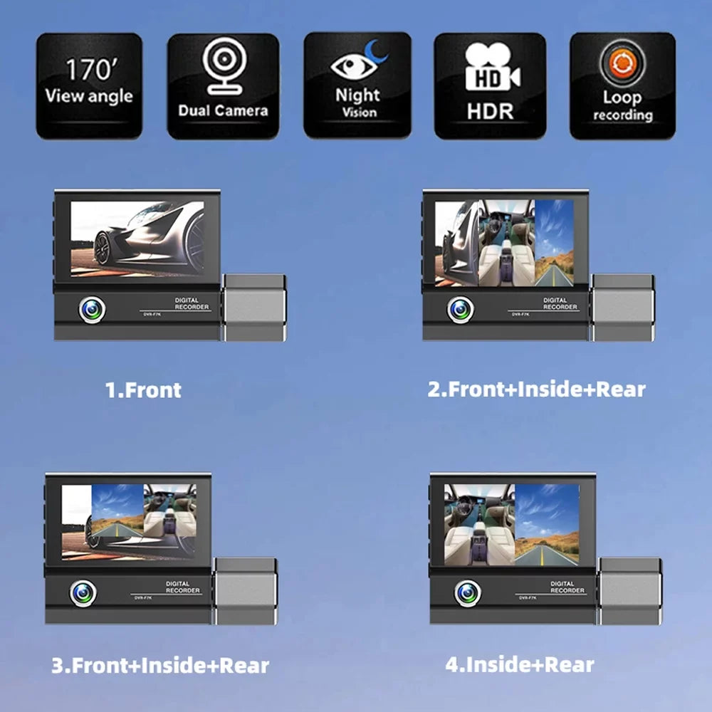 Cameras Gecheer Rearview Cam Driving Mirror Car Dash Recorder 3 Clear Recording Safety Recorder Video Car Auto 4in Car