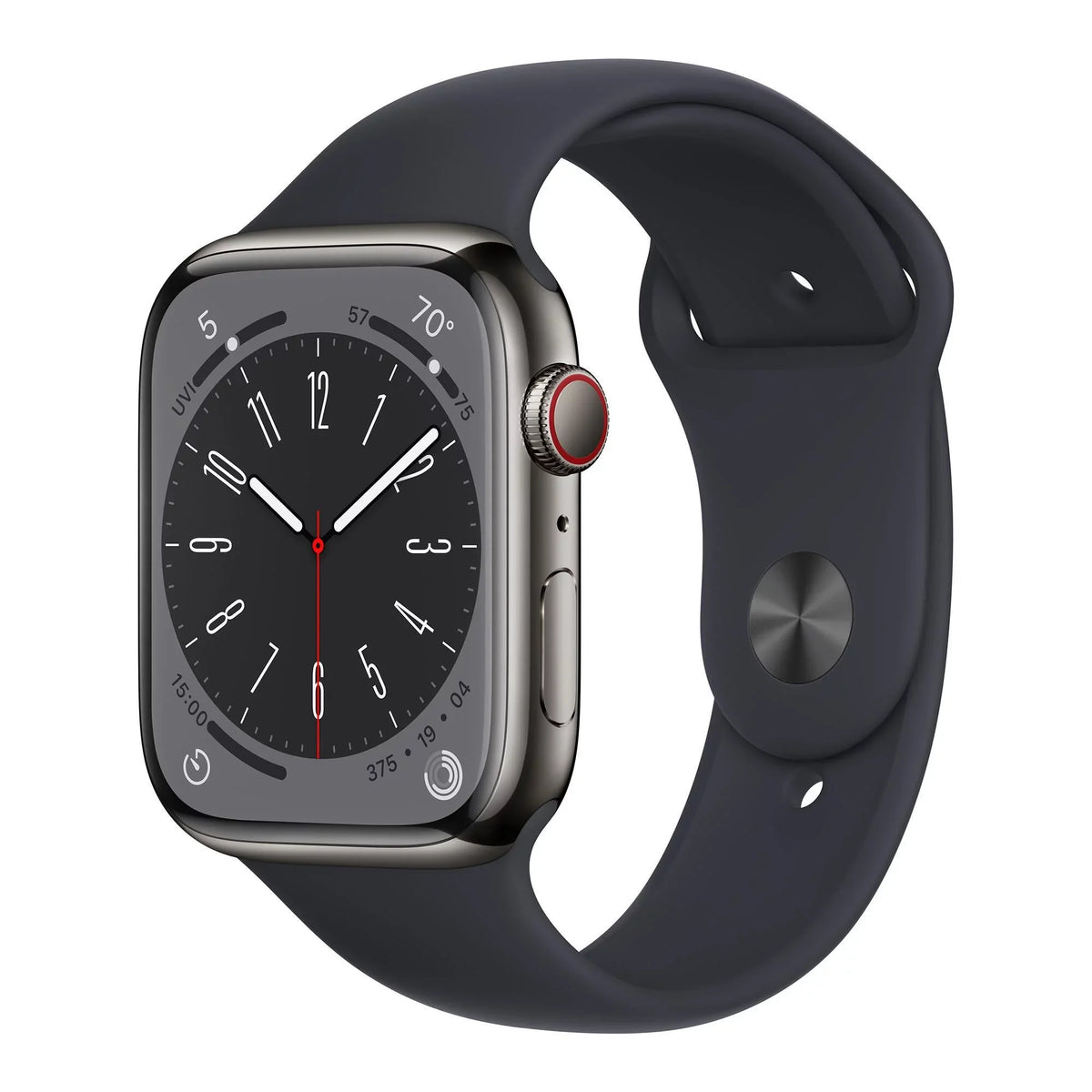 Graphite 8 (Refurbished) Cell Series Restored Apple MNW13LL/A - Stainless Midnight 8 Band Watch Gen Steel 45mm Sport