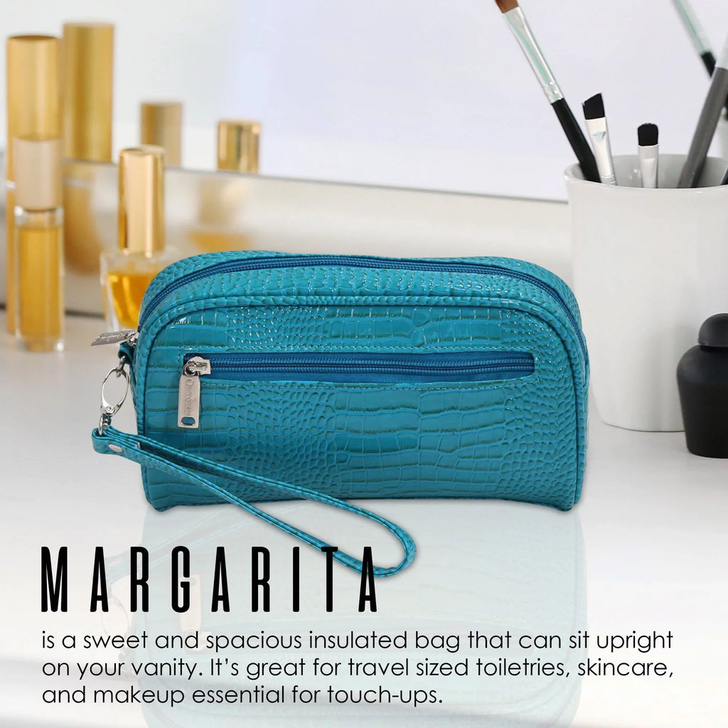 Wristlet, with Gift Cosmetics Picnic Removable Bags Margarita-Insulated Pink 7666-PK Reptilian