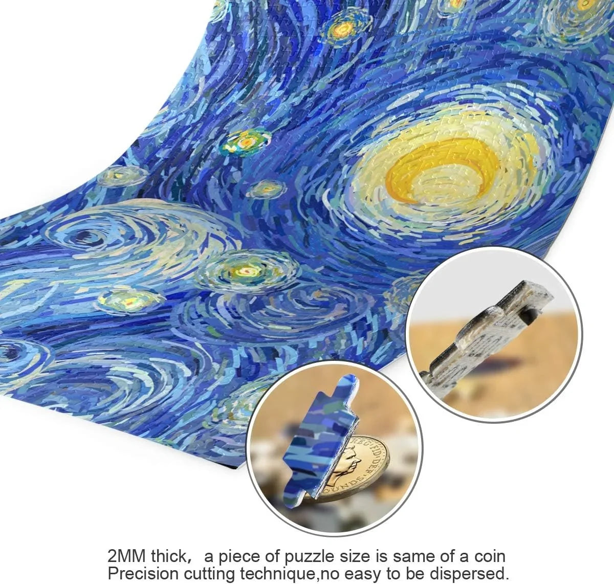 Adults Puzzles Print Cloud Stars Starry Swirly Kids Puzzle Wellsay Glowing Style Moon Sky Jigsaw Van DIY Night Gift 1000 Gogh Pieces for