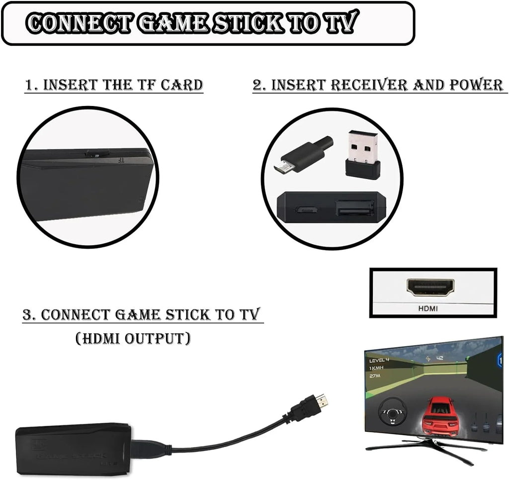 for High with Console,Built Emulators,Plug Game Classic in 4K Output Play 2.4G Stick TV Wireless Dual Wireless Controllers 10000+ Games,9 HD Retro Video Definition and Game
