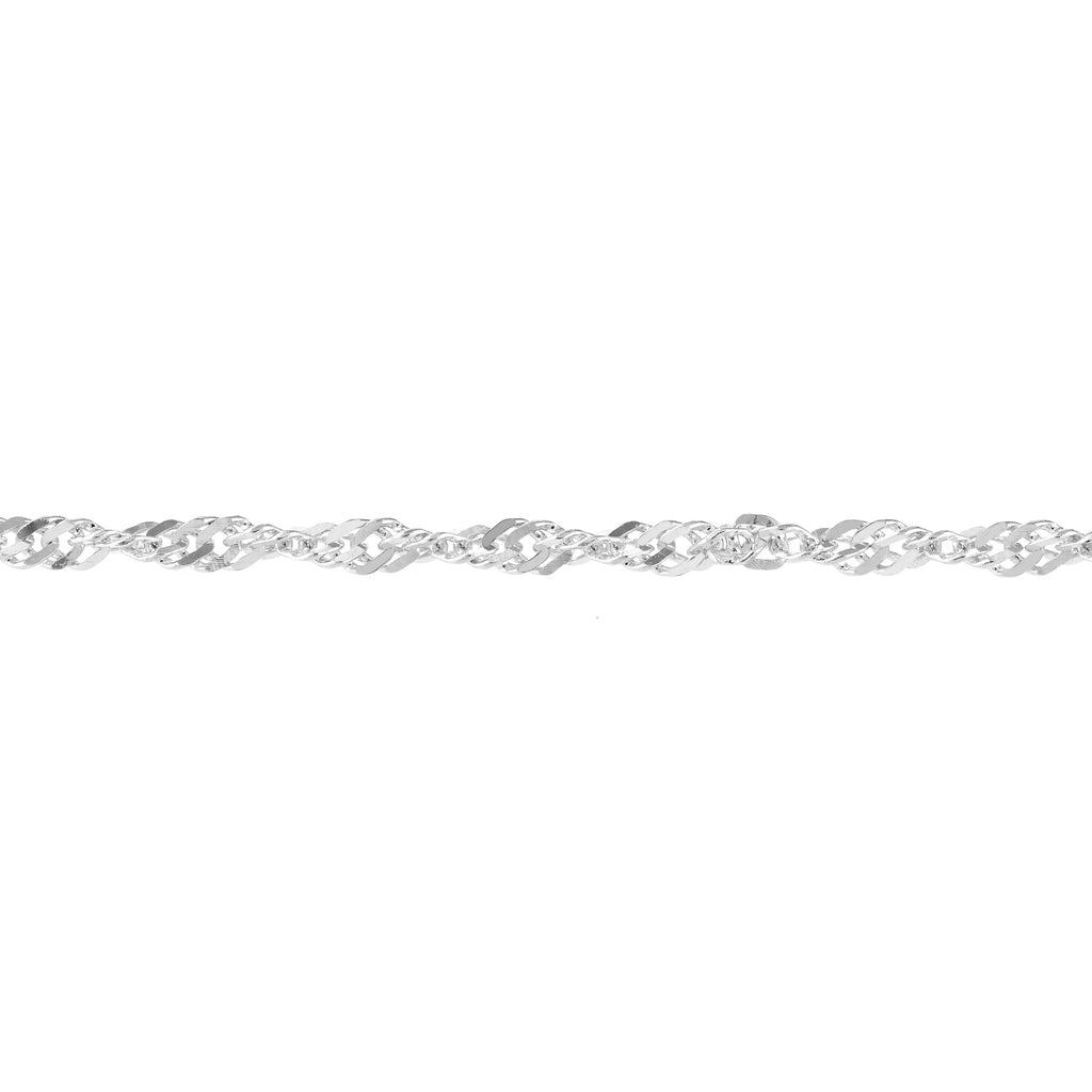 Anklet White Gold Adjustable Singapore 1.7mm 14K Women's 9"-10"