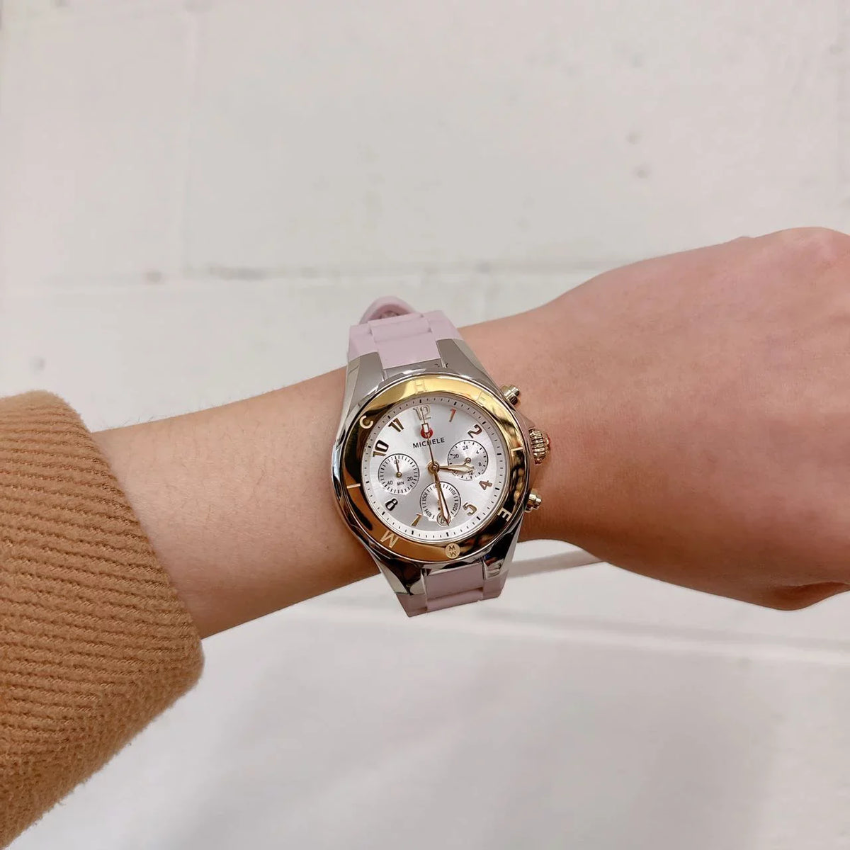 Silver Gold Michele Watch Bean Jelly Tone MWW12F000105 Two Tahitian Pink