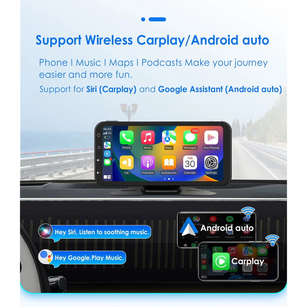 Carplay 360° Apple 6.25" Ossuret Navigation Camera Bluetooth Android Touchscreen Receiver Wireless Car Backup Auto Adjustable Stereo With Support GPS Audio Radio