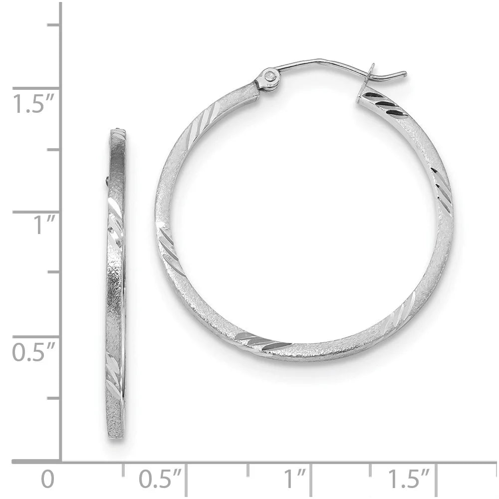 White Tube Square Adults Real and and Satin Earrings; Gold 14kt Teens; for Princess for Diamond-cut Men Women Hoop