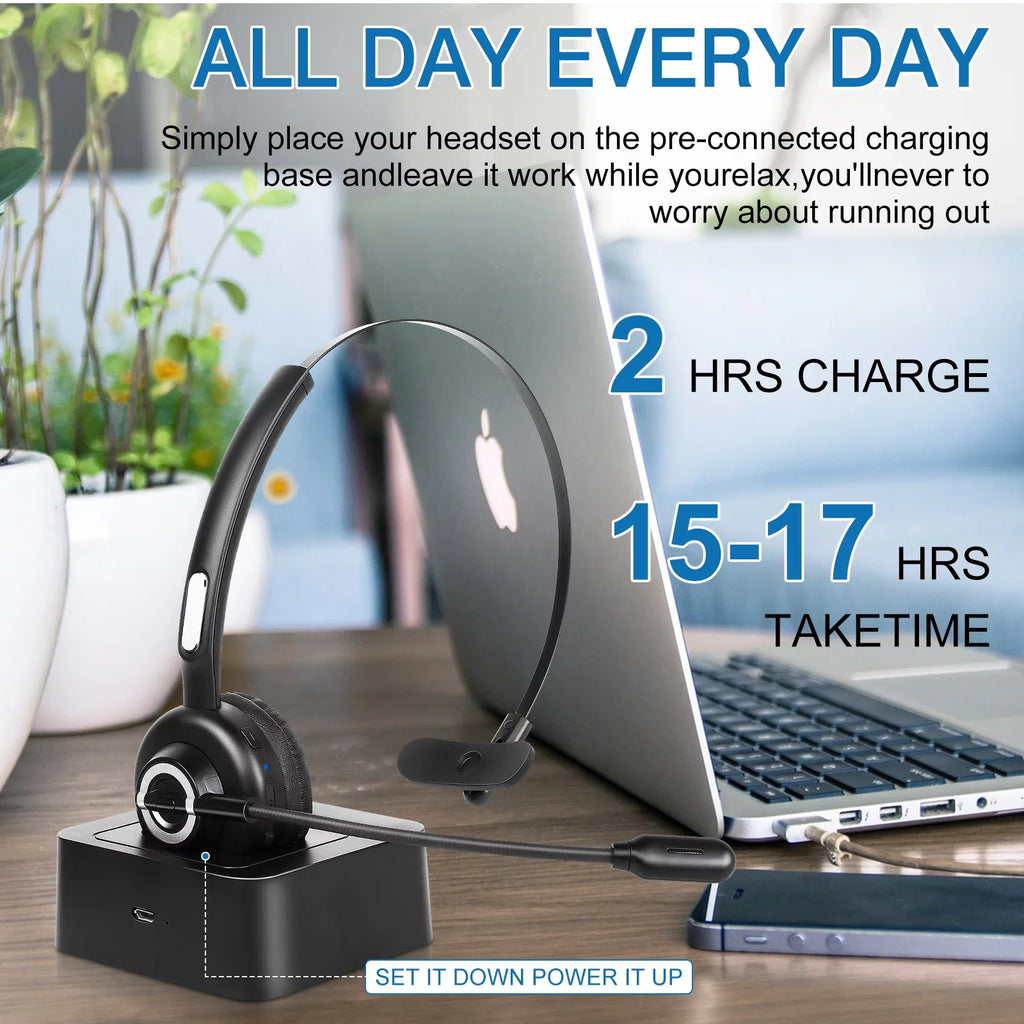 Microphone, with for Charging Function Cell Wireless UX-M97 Noise Bluetooth Headset Mic G61 Comfortable Base Phone Charging Dock Headset Isolation with BLU With Mute Headset, Wireless