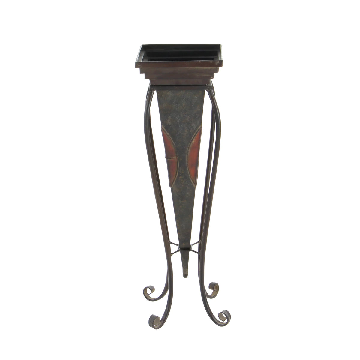 (2 DecMode Outdoor 28"H Indoor Count) Stand Planter Metal Scroll with Brown 30",