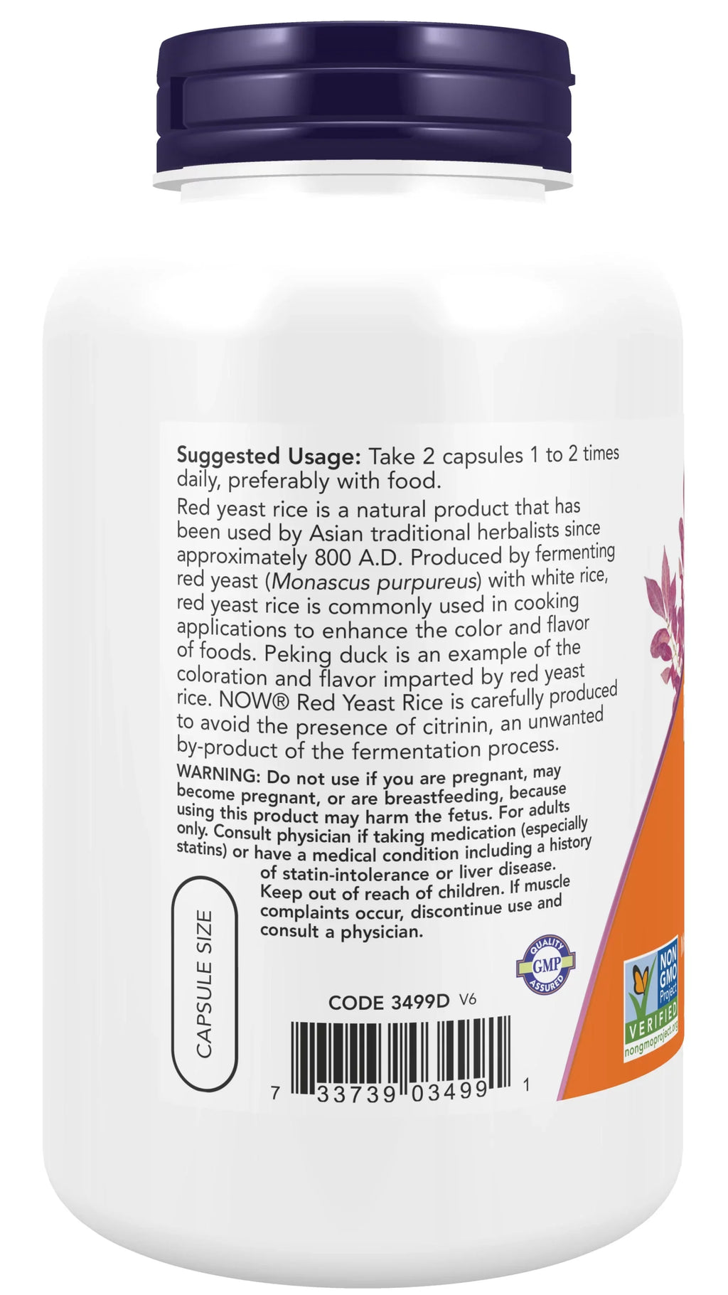 Red Made Rice mg, 600 Rice, Yeast Red Yeast Supplements, Capsules Veg 240 NOW with Organic