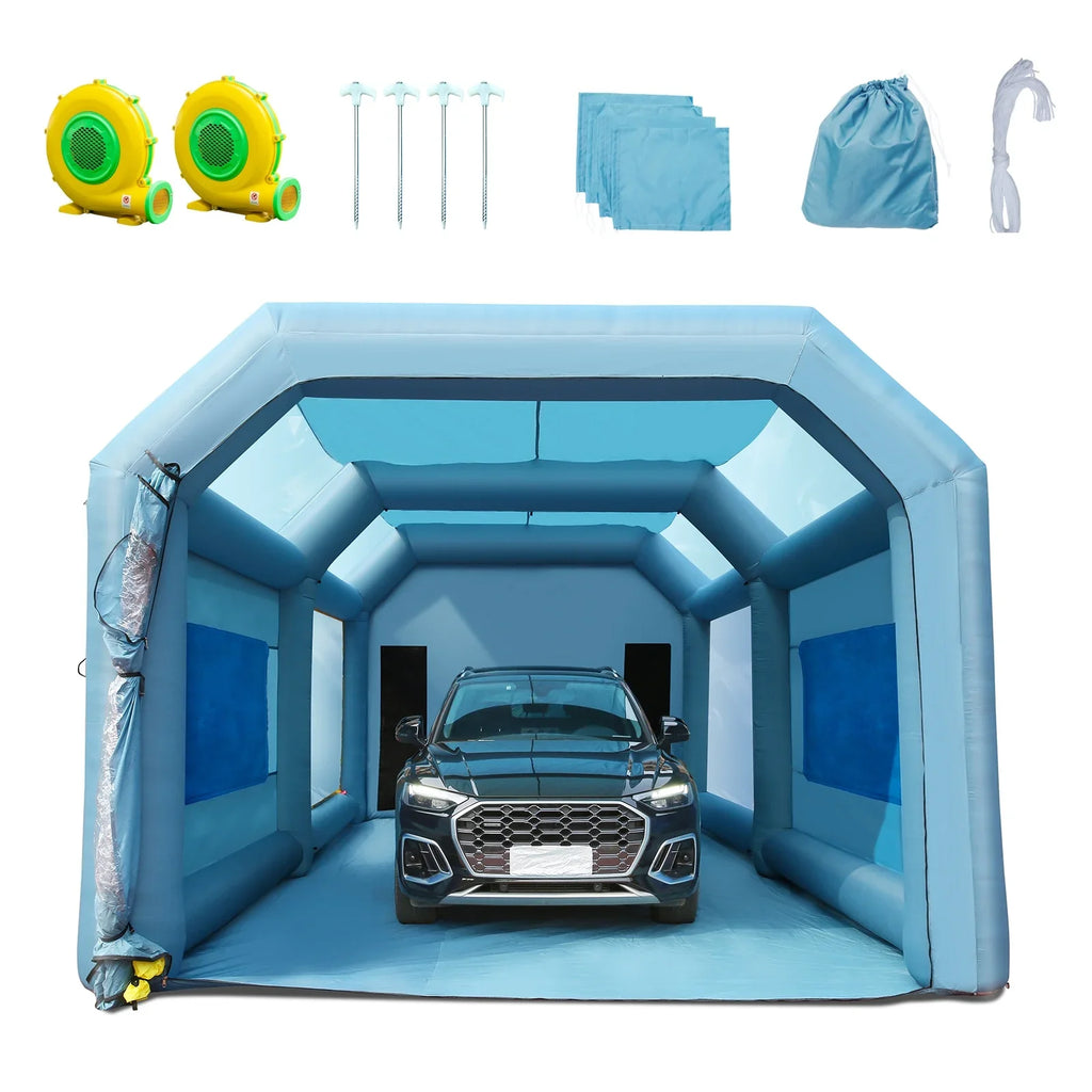 Booth Spray Paint Paint System 750W+950W Inflatable SKYSHALO with Car Filter Inflatable Booth Blower 26x15x11ft Tent