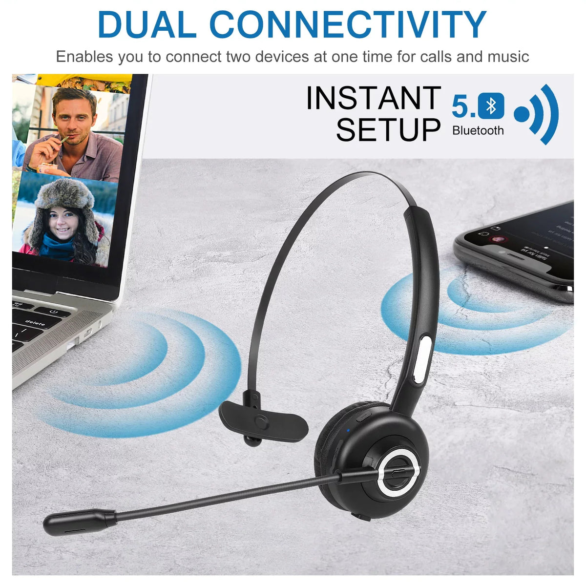 Microphone, with for Charging Function Cell Wireless UX-M97 Noise Bluetooth Headset Mic G61 Comfortable Base Phone Charging Dock Headset Isolation with BLU With Mute Headset, Wireless