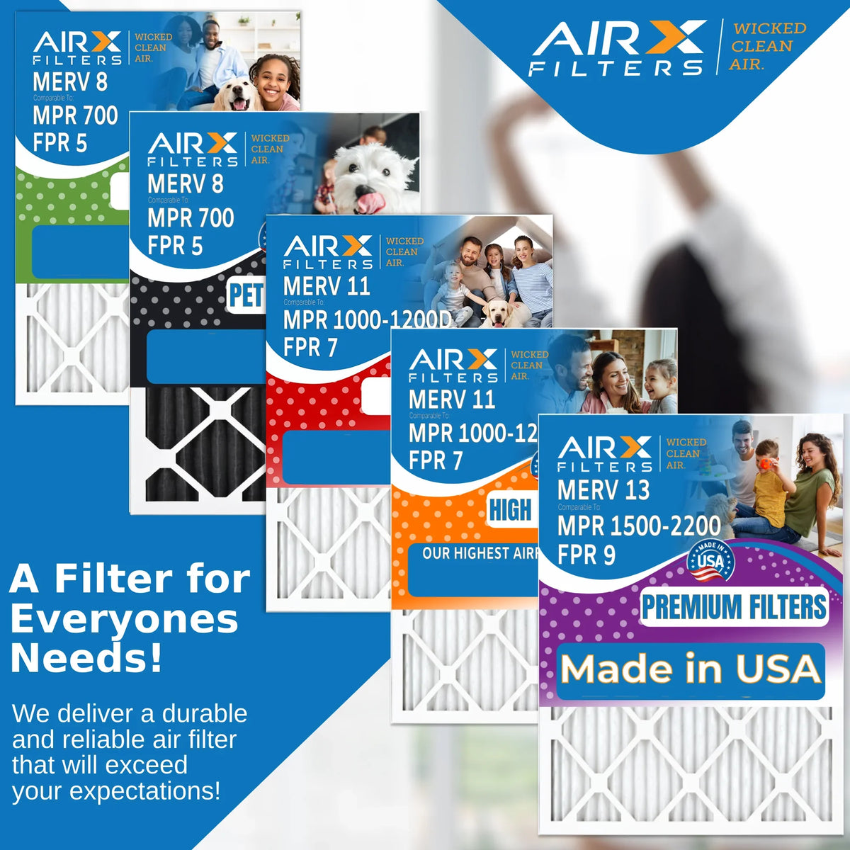 AIR. Furnace to Made FPR AIRX WICKED Filter MPR & 16x25x5 Compatible Filter Comparable 8 CLEAN FC100A1029 Honeywell 5 Premium FILTERS by Air USA with 700 EXPXXFIL0016 16x25x5 2 MERV pack