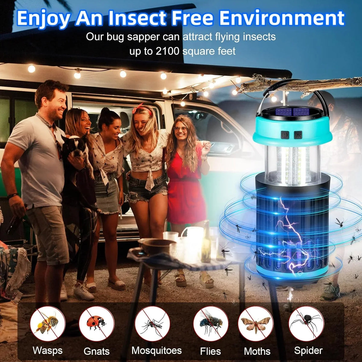 Solar Zapper, Fly Zapper Bug Bug 3 Home, G·PEH Emergency for Rechargeable Camping Mosquito Zapper Zapper Outdoor Bug with Light in Backyard, for 1 Trap Home, Waterproof, Indoor Outdoor
