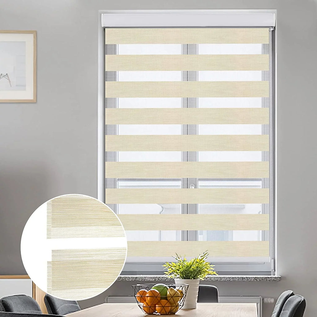 with 29" Beige L, Treatments Light Window Cover, x Roller Dual Sheer Shades Blinds Blinds and for Control for Striped Day LUCKUP Night, Zebra Layer 72" W Shades Windows, Valance