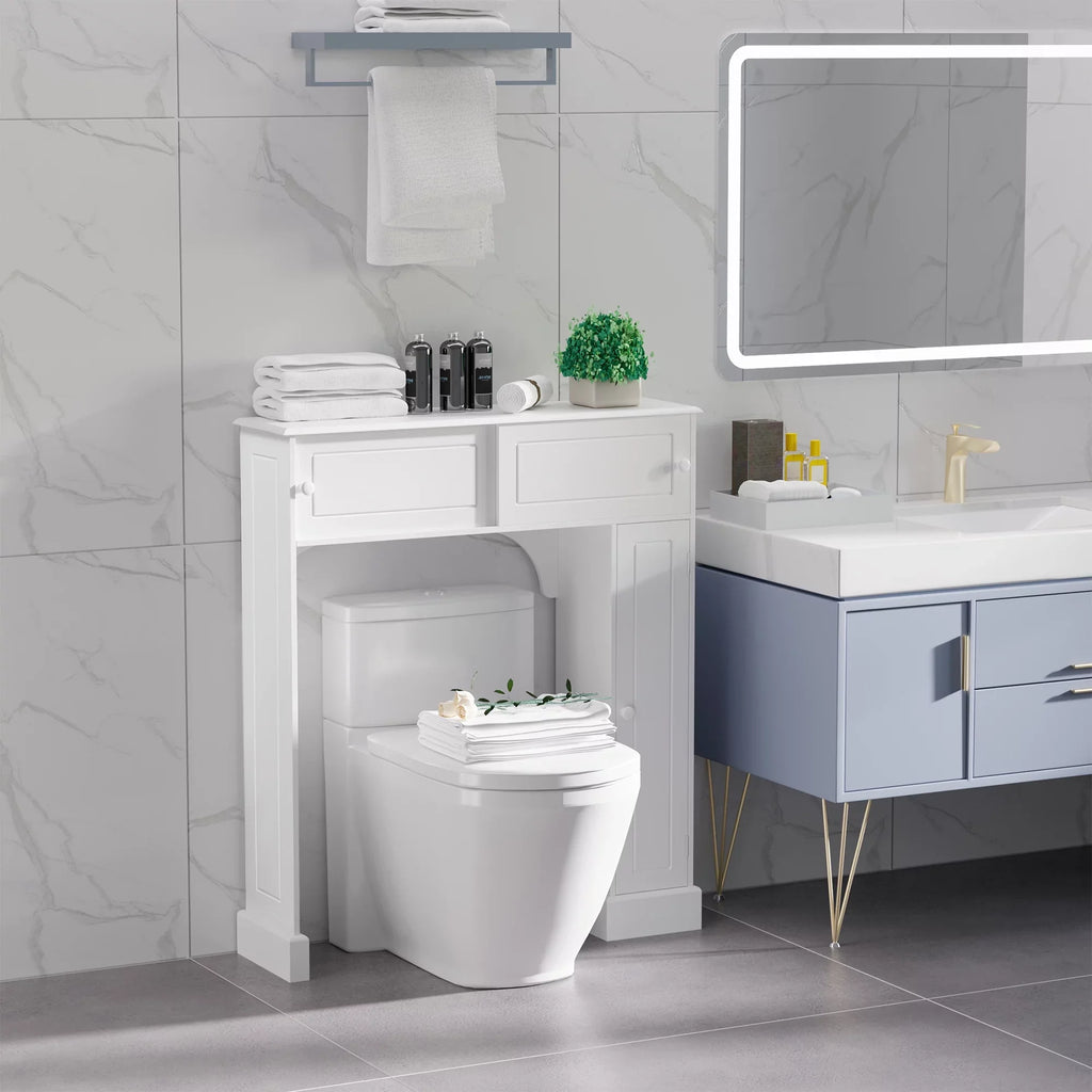 Shelves, Over Storage Toilet Toilet Rack, Organizer Freestanding White kleankin Adjustable Bathroom with the Cabinet, Bathroom