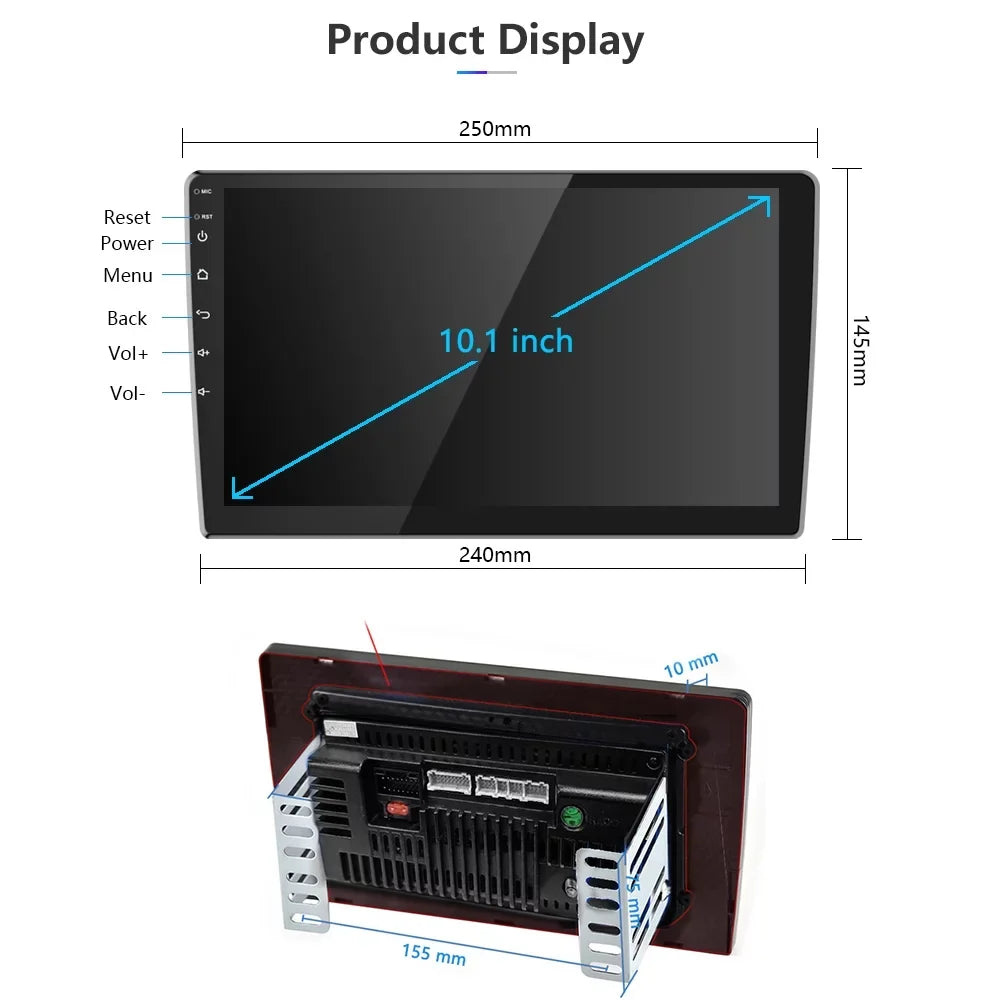 Link inch Din Rear Radio View Stereo Car Mirror Player 11 MP5 Car with Double Touch 10 Screen Car HD Android Podofo Bluetooth AHD GPS 10.1 inch Camera