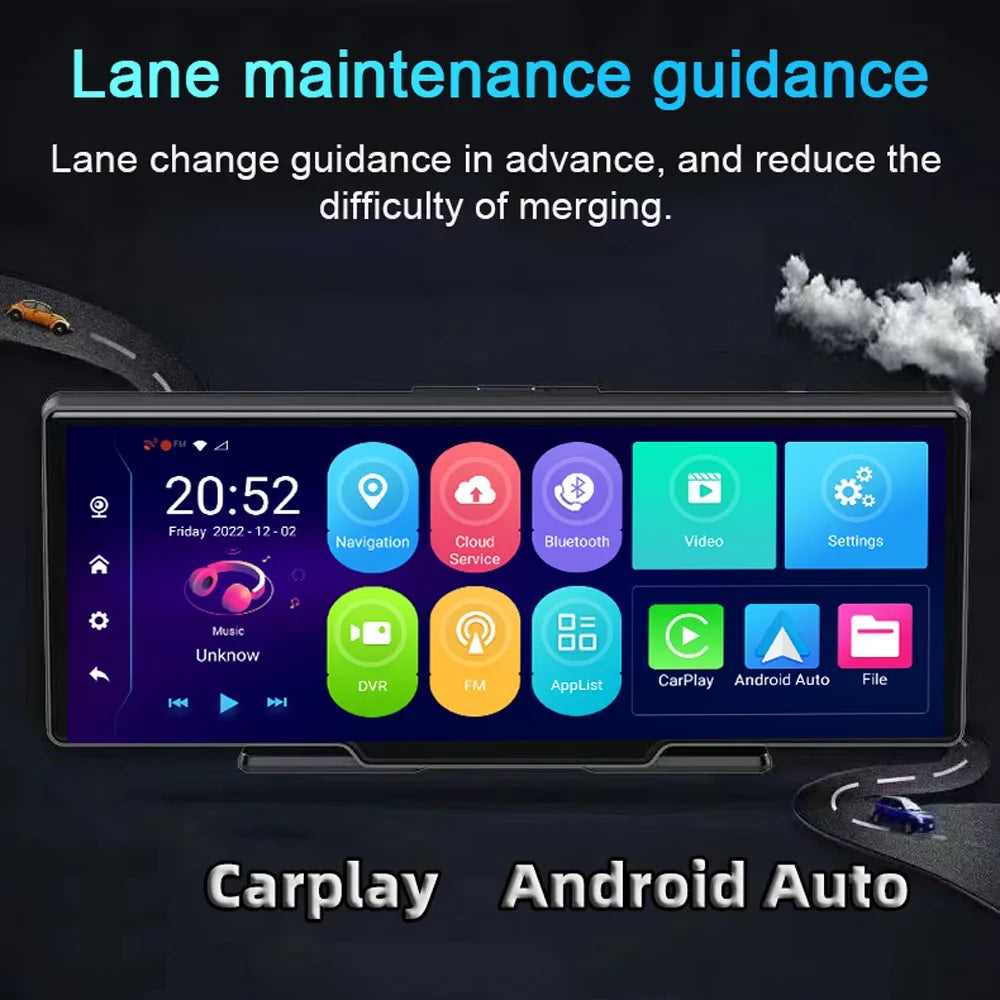 Gecheer 170 Positioning Cam Night Navigation Viewing Multi-language Dash Car System Auto Car Wide DVR 10.26in Angle Recorder Degree Car Global Dual Lens Video Recorder