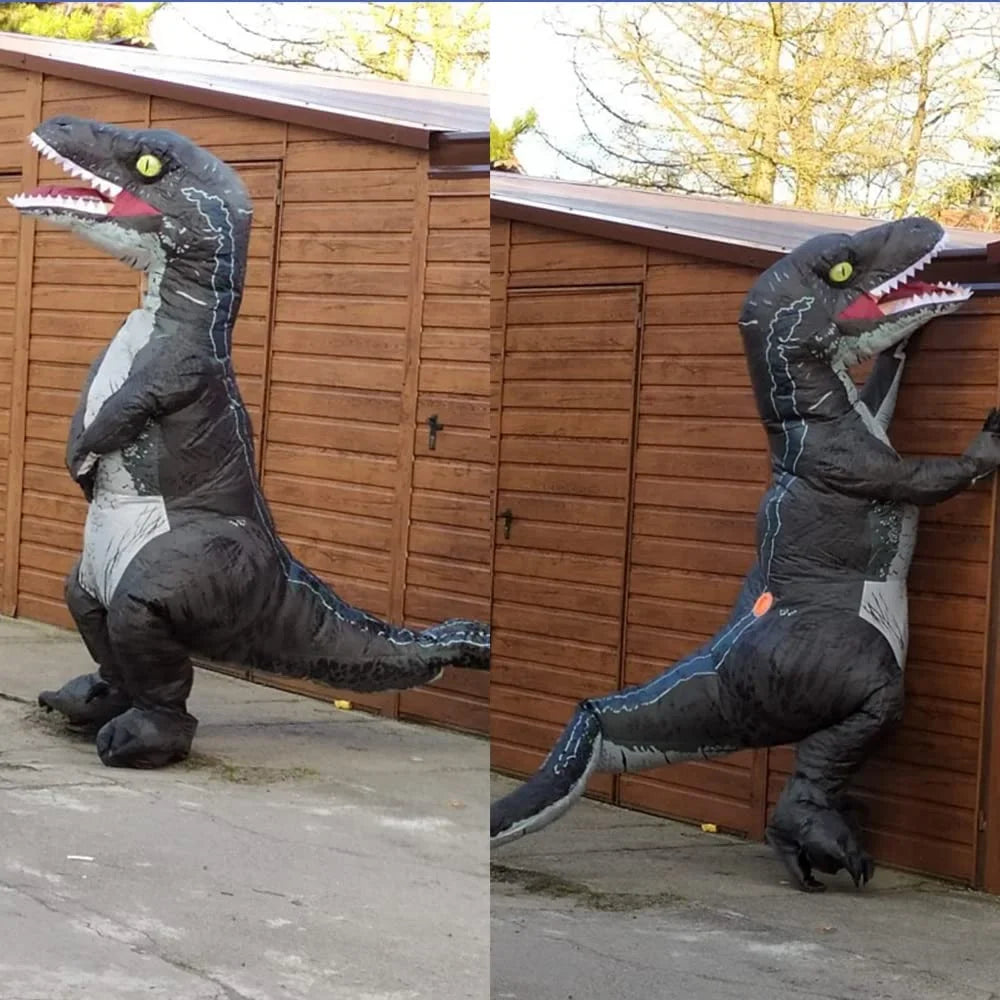 Full Costume Dinosaur Women Blow Body Grey DomKom Velociraptor Up Adult Costume T-rex Halloween Costume Inflatable Raptor Men
