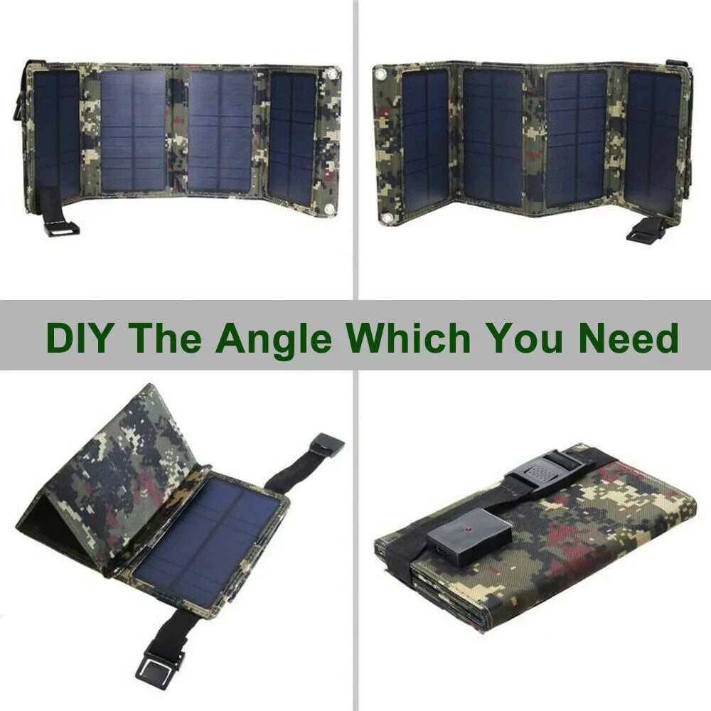 Panel Outdoor Bank Charger Solar Power Paddsun Phone 80W Camping Folding USA Hiking USB