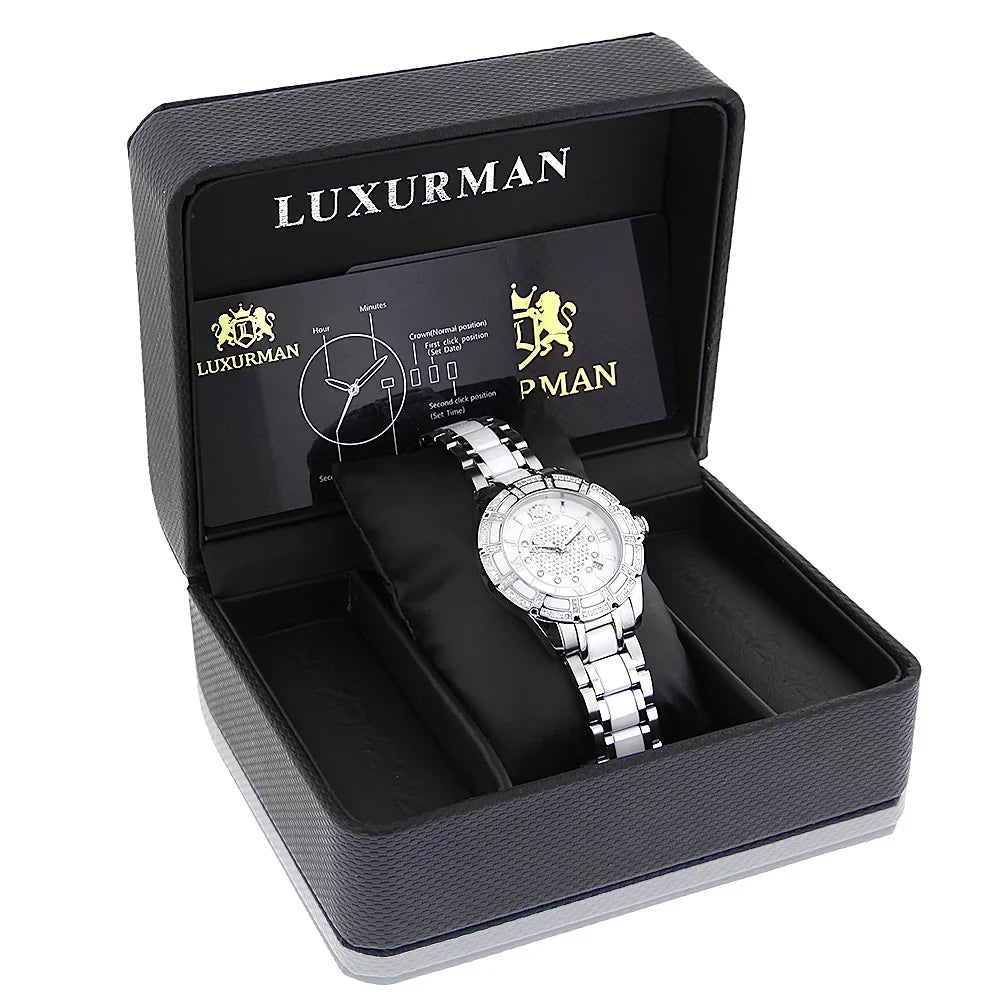 MOP Galaxy Watch Ladies 1.25ct Diamond White Ceramic