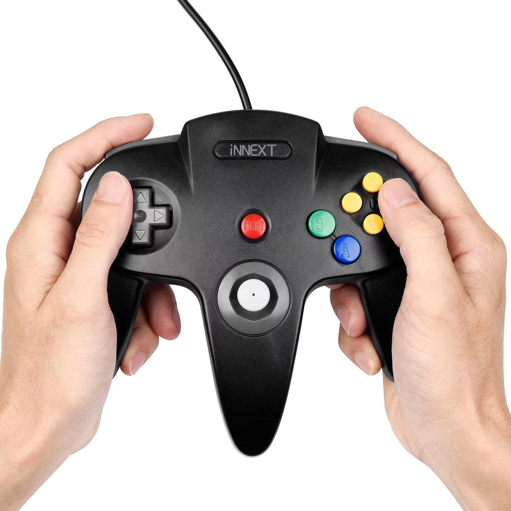 iNNEXT Classic Game Ultra 64 N64 System Video Wired Controller, 2 Pack 64-bit Game N64 Joystick pad Console (Black) N64 for