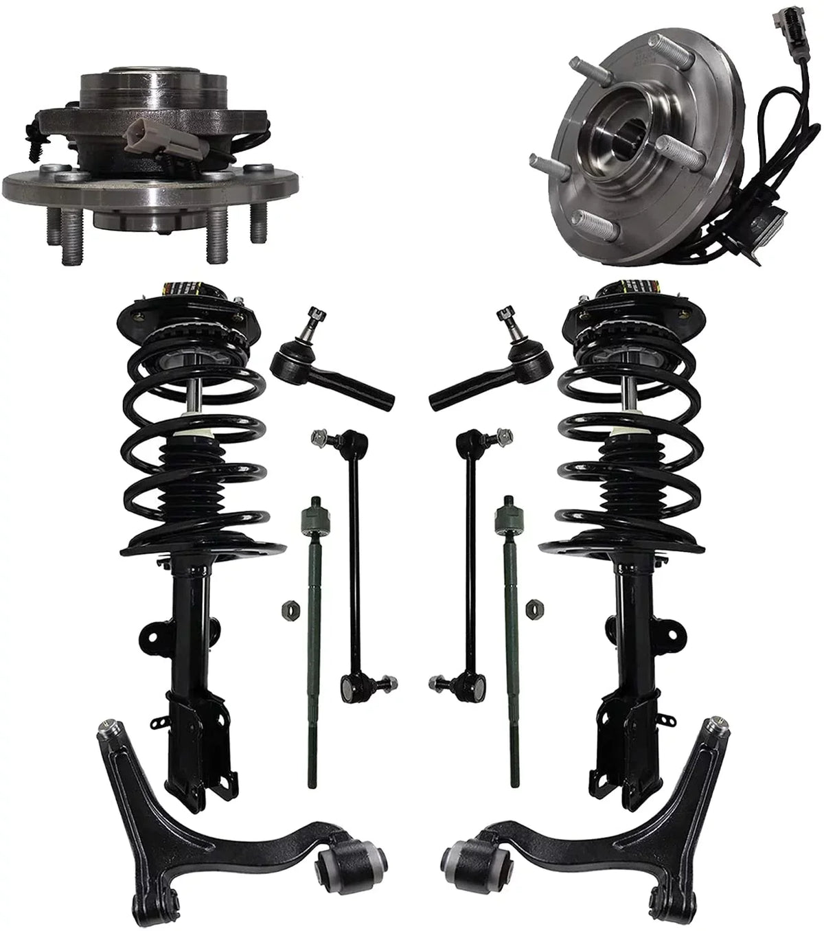 Axle Tierods, w/Ball Replacement 12pc Lower End Chrysler Detroit 2004 Joints, Control for Pacifica Links, Front Replacement 2006 Hubs Bearing Inner Arm Outer Wheel Sway Bar Struts, 2005 -