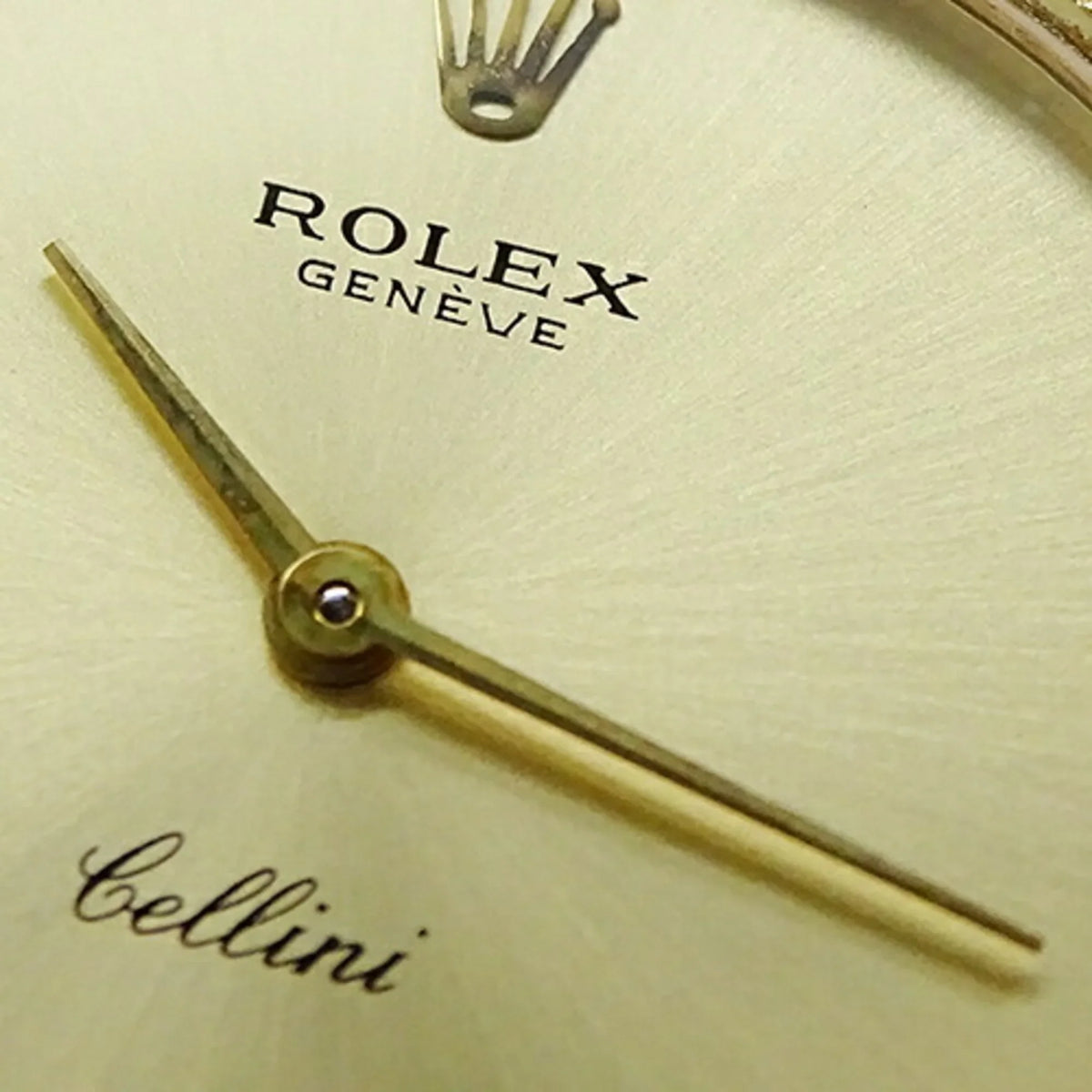 Polished Men's Rolex Pre-Owned Watch, 3831J Cellini (Fair) Leather, 750YG, Hand-wound, Gold,