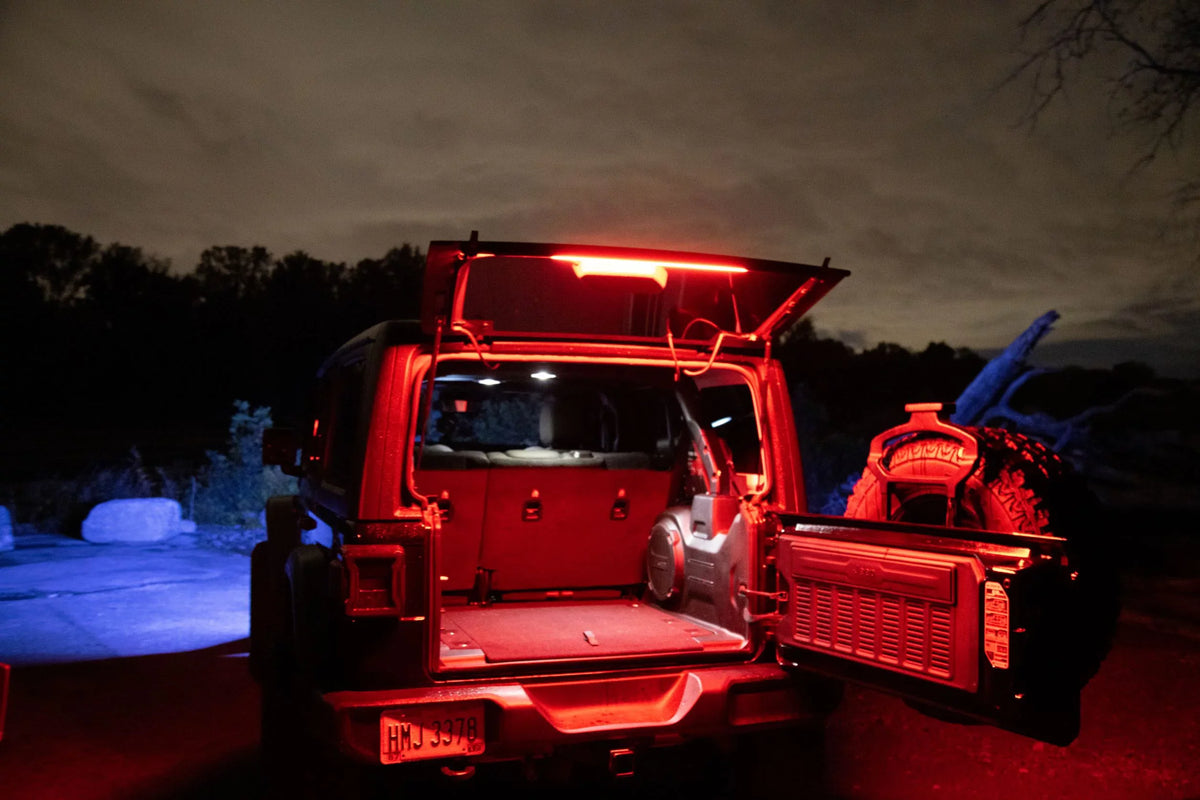 from Models TJ, JK, JL,JLU . Silicone Jeep RGB LED Light Right CJ, By of JKU, 1987 with -2023. LJ, Remote Bar Wranglers Fits Brawlee Interior All Hardtop Bluetooth Done