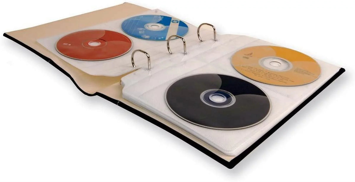 Organizer Blu Binder - for Rays, Capacity Storage Storage Black CDs, Pack DVDs, - Video Games - 6 Acid-Free - - Bellagio-Italia Binder Set - & Organizer Sheets Leather 288-Disc CD/DVD
