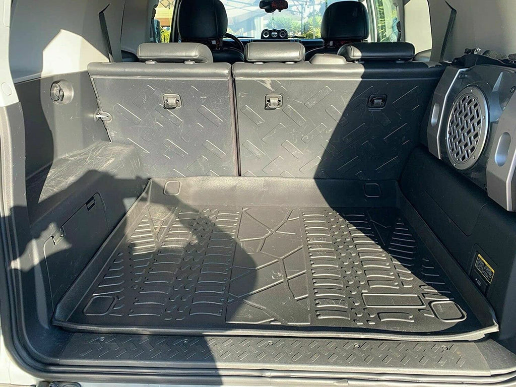 Laser Non-Slip Trunk EACCESSORIES Raised for Design – Weather-Resistant Trunk Cruiser Mat Cargo for – to Liner Trunk Toyota – Mats 2007-2014 Cars Car Pre-Cut with – FJ Rubber – Lip Install Easy Mat EA