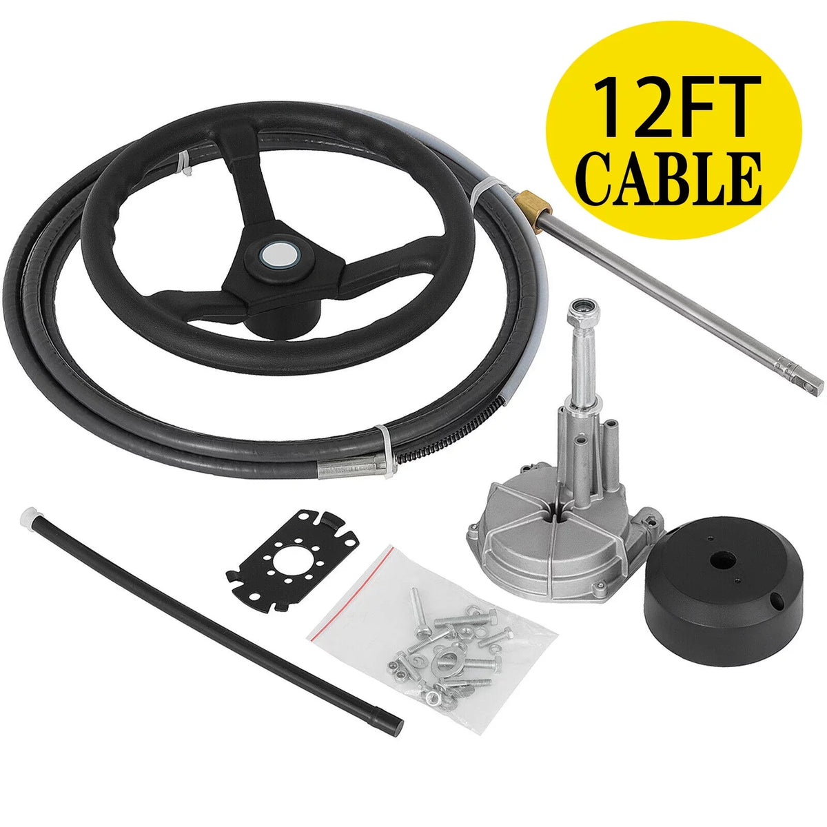 Outboard Cable 13 VEVORbrand 12 Accessories Ft. with Mechanical In. Rotary Steering 12 Boat Boat Wheel, Ft.