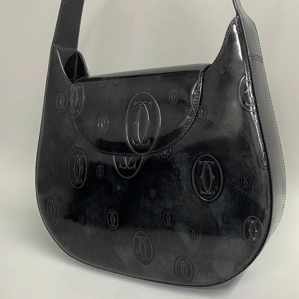 Happy Black Birthday Patent (Good) CARTIER Leather Handbag Pre-Owned Turnlock 19374