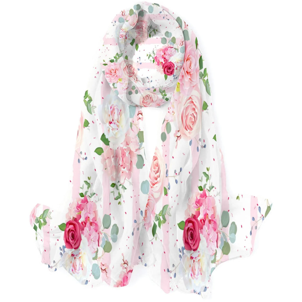 Sunscreen FREEAMG Wraps Large Hair Pink Red Scarf Women Neck and Wraps Oblong Shawls Silk Gift Long Packed Headscarf Rose for