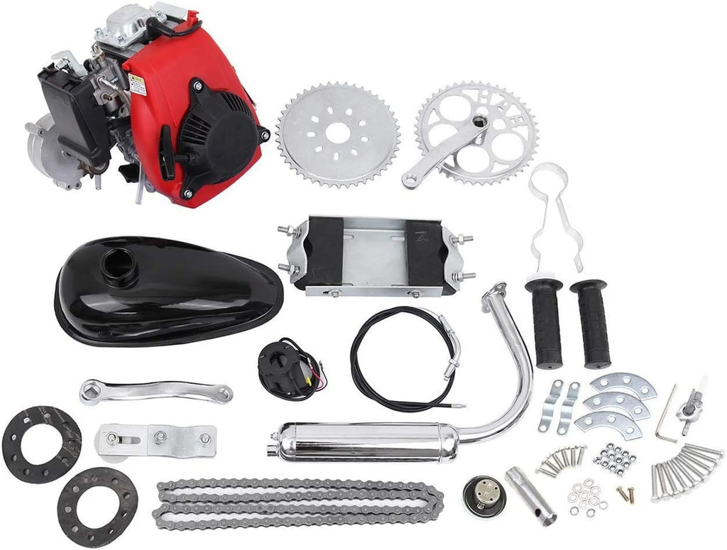 Cycle Gasoline 53cc Conversion Super Gas PEXMOR 4-Stroke Bicycle Motor Bike Fuel-efficient Set Motorized Refit Bike for 26-28" Petrol Engine Motor V-Frame Bikes Motor Bicycle Kit, Kit, with Kit