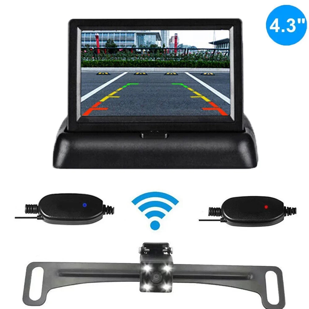 HD Monitor Camera Rear System Portable View 4.3 Car Backup Wireless Parking Vision+ Night
