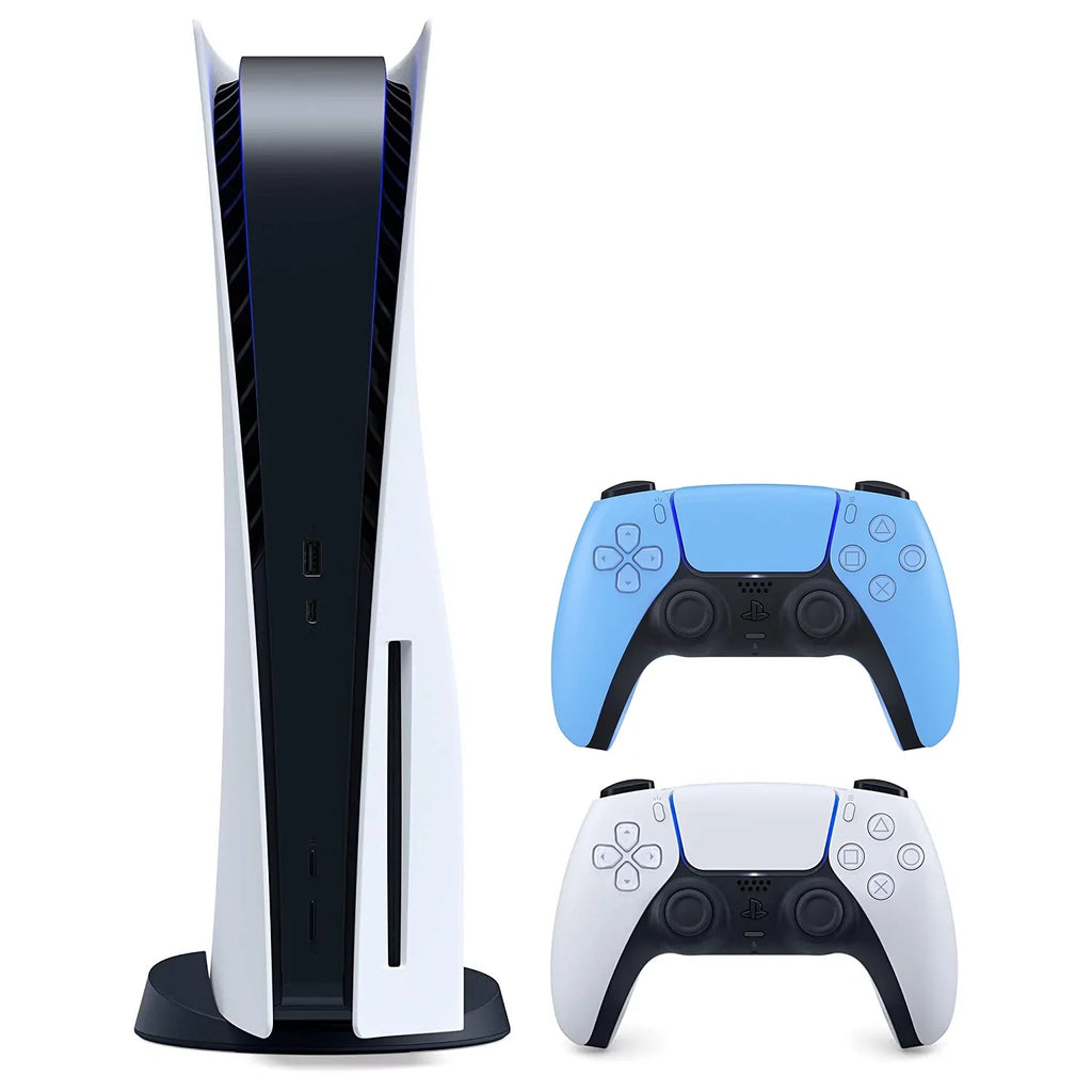 Sony Blue Bundle Playstation Version (Sony - Station Disc Extra with 5 PS5 Controller and Disc) Starlight Dual Charging