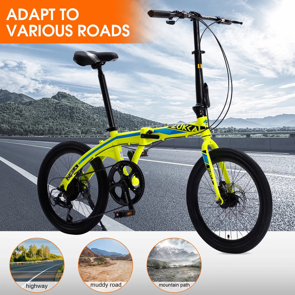 8 City 20" Bike, Speed Yellow Bike, Frame, Aluminium Alloy Folding